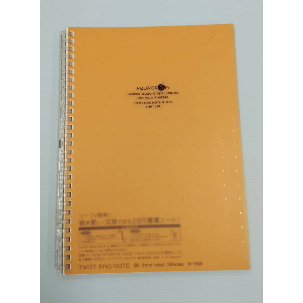 LIHIT LAB AQUA DROPS TWIST RING NOTE BOOK (7" X 10")