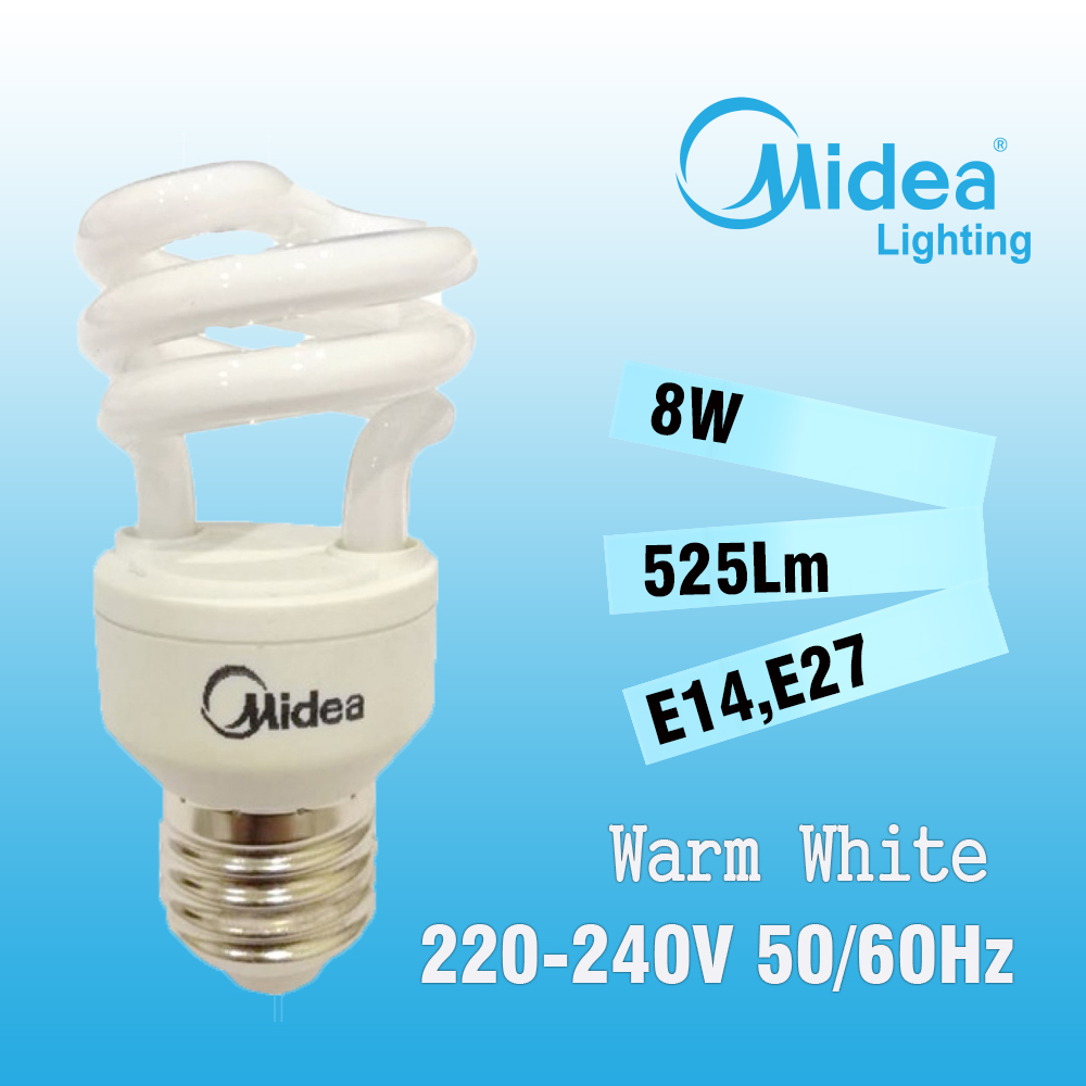 Midea Mini Star-T2 Spiral 8W E14/E27 Warm White (Buy 1 Free 1) Midea Mini Star-T2 Spiral 8W E14/E27 Warm White (Buy 1 Free 1)