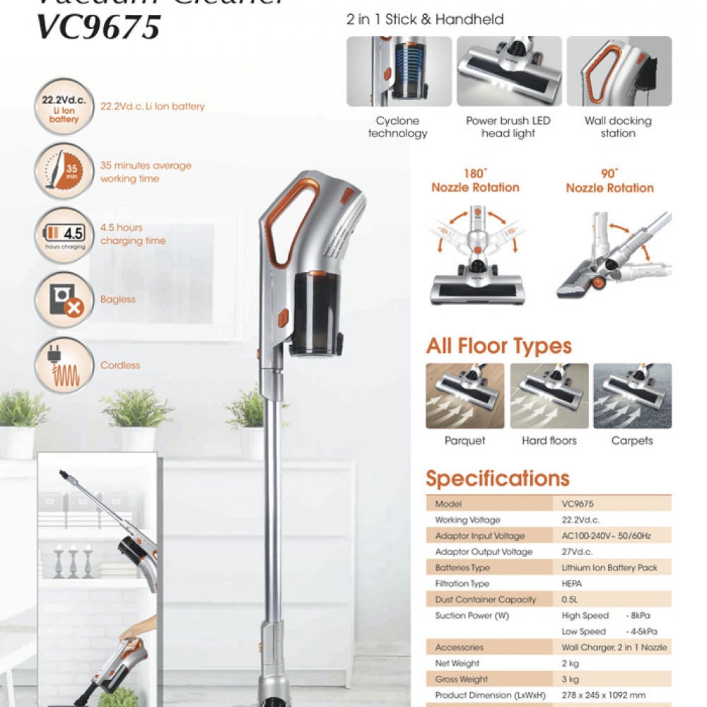KHIND VC9675 VACUUM CLEANER KHIND VC9675 VACUUM CLEANER