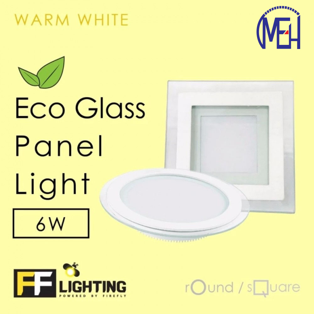 FF Lighting LED Eco Glass Panel Light 6W Square Warm White FF Lighting LED Eco Glass Panel Light 6W Square Warm White