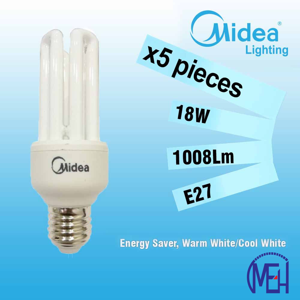 Midea Saver Clever T3 4U 18W E27 Warm White/Cool White X 5PCS Midea Saver Clever T3 4U 18W E27 Warm White/Cool White X 5PCS