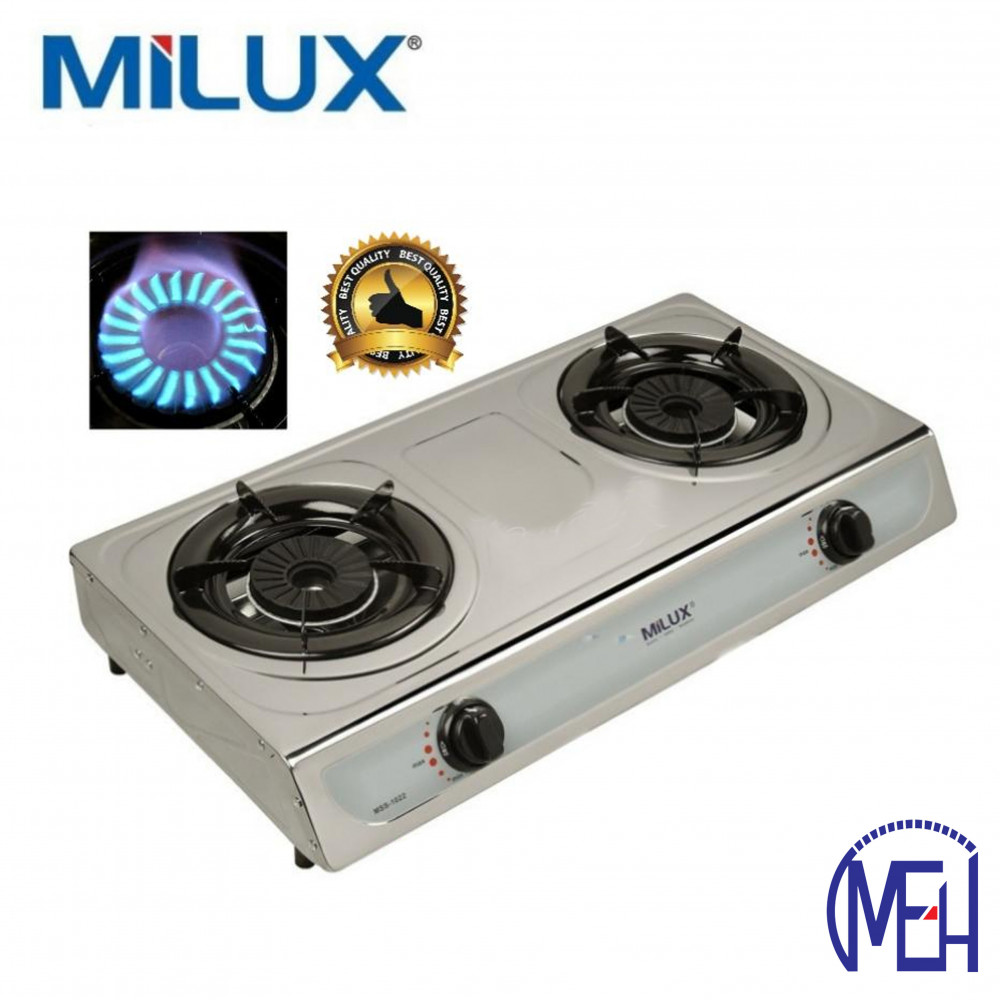 Milux Stainless Steel Body Double Burner Gas Cooker MSS-1022 Milux Stainless Steel Body Double Burner Gas Cooker MSS-1022