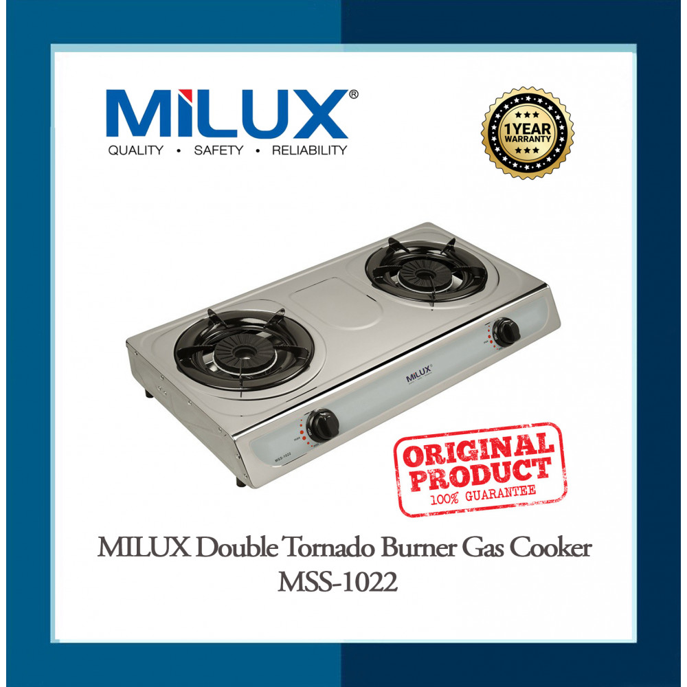 Milux Stainless Steel Body Double Burner Gas Cooker MSS-1022 Milux Stainless Steel Body Double Burner Gas Cooker MSS-1022