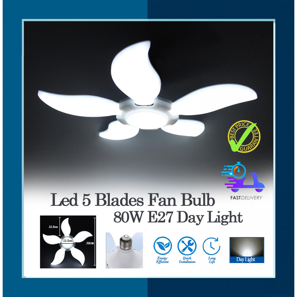 Led 5 Blades Fan Bulb 80W E27 Day Light