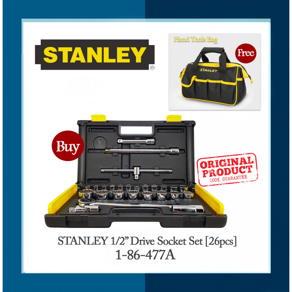 Stanley 1/2" Drive Socket Set (26pcs) l 1-86-477A Stanley 1/2" Drive Socket Set (26pcs) l 1-86-477A