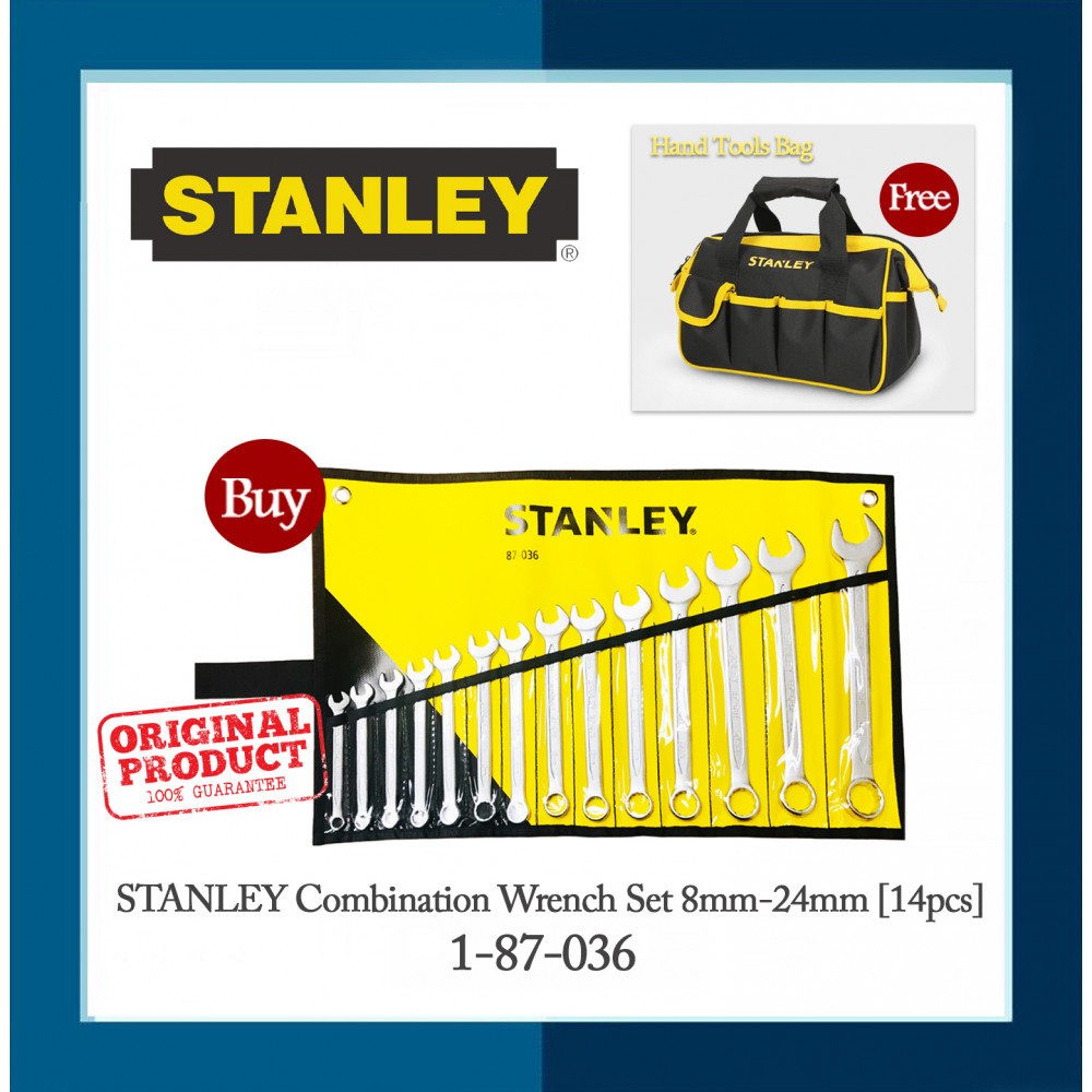 Stanley Combination Wrench Set 8mm-24mm (14pcs) l 1-87-036 Stanley Combination Wrench Set 8mm-24mm (14pcs) l 1-87-036