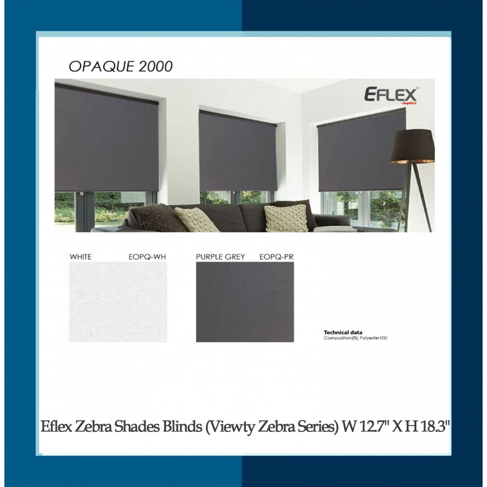  Eflex Zebra Shades Blinds (Viewty Zebra Series) W 12.7'' X H 18.3''