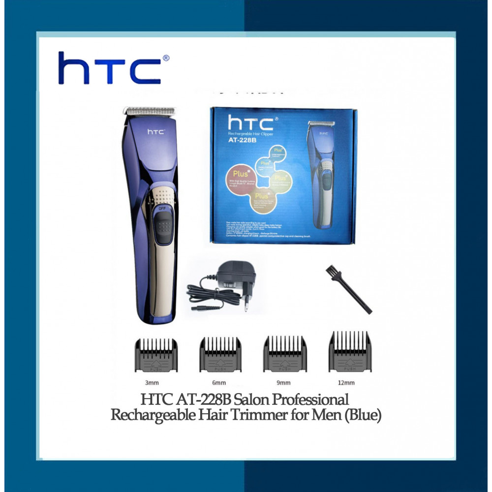 HTC AT-228B Salon Professional Rechargeable Hair Trimmer for Men (Blue) HTC AT-228B Salon Professional Rechargeable Hair Trimmer for Men (Blue)