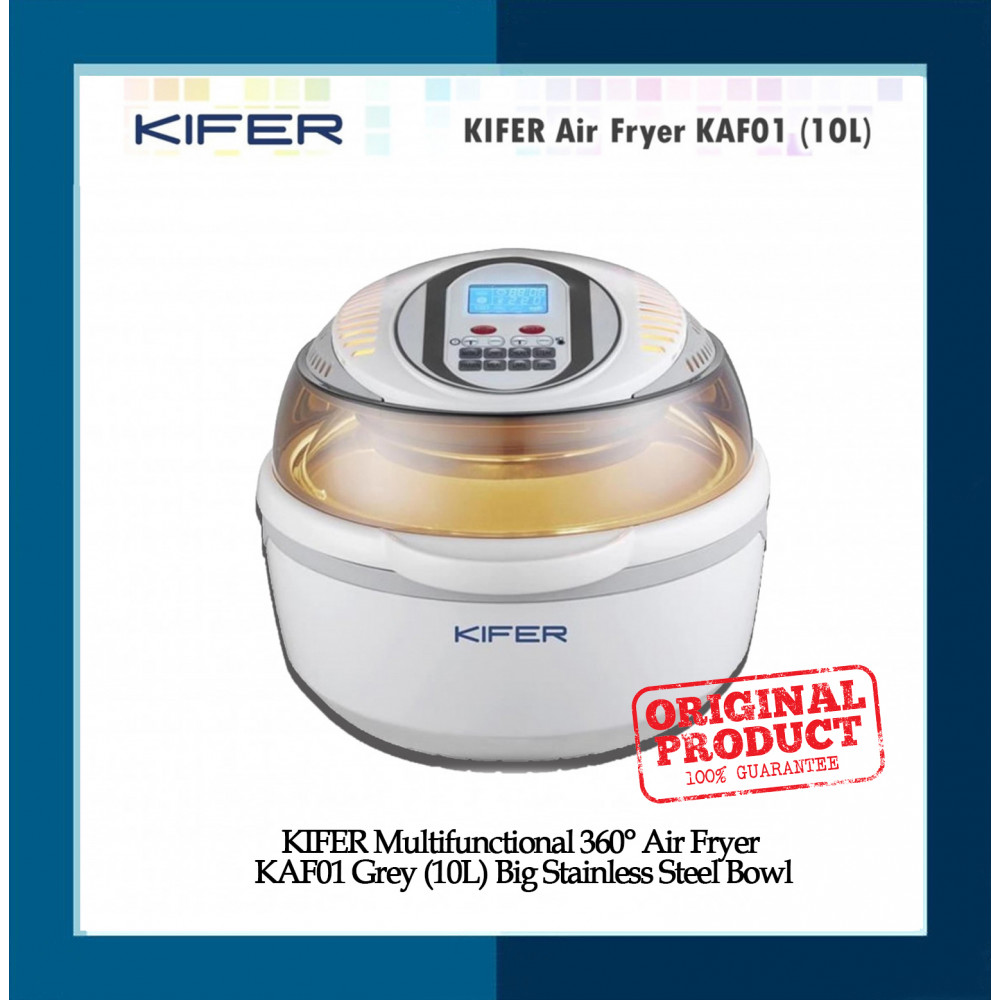 KIFER Multifunctional 360° Air Fryer KAF01 Grey (10L) Big Stainless Steel Bowl KIFER Multifunctional 360° Air Fryer KAF01 Grey (10L) Big Stainless Steel Bowl