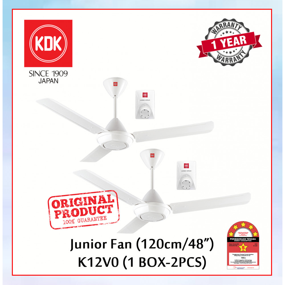 KDK JUNIOR FAN (120cm/48") WHITE K12V0 (1BOX-2PCS) #k12VO#KIPAS SILING#CEILING FAN#风扇 KDK JUNIOR FAN (120cm/48") WHITE K12V0 (1BOX-2PCS) #k12VO#KIPAS SILING#CEILING FAN#风扇