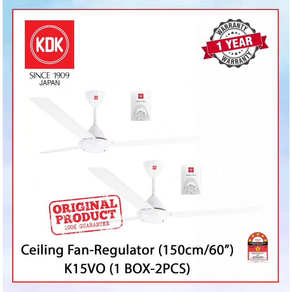 KDK CEILING FAN-REGULATOR (150cm/60") WHITE K15V0 (1BOX-2PCS) #K15VO#KIPAS SILING#CEILING FAN#风扇