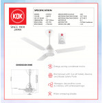 KDK CEILING FAN-REGULATOR (150cm/60") WHITE K15V0 (1BOX-2PCS) #K15VO#KIPAS SILING#CEILING FAN#风扇