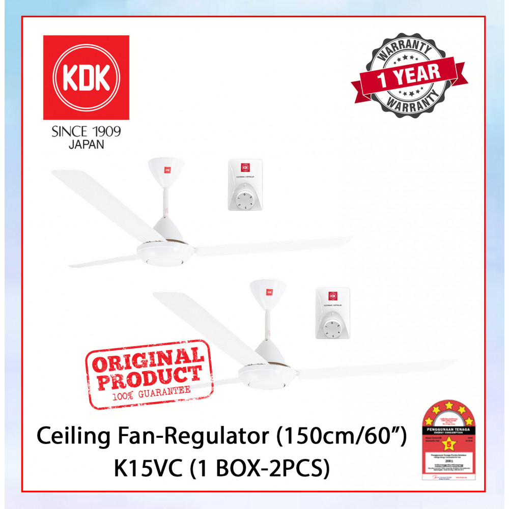 KDK CEILING FAN-REGULATOR (150cm/60") WHITE K15VC (1BOX-2PCS) #KIPAS SILING#CEILING FAN#风扇 KDK CEILING FAN-REGULATOR (150cm/60") WHITE K15VC (1BOX-2PCS) #KIPAS SILING#CEILING FAN#风扇