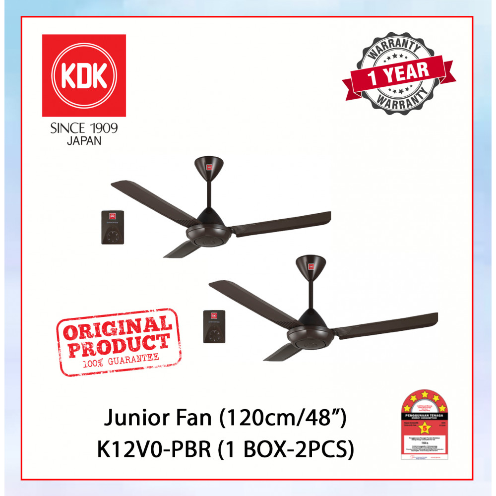 KDK CEILING FAN-JUNIOR FAN (120cm/48") BROWN K12V0-PBR (1BOX-2PCS) #LIGHTING FAN#KIPAS SILING#风扇