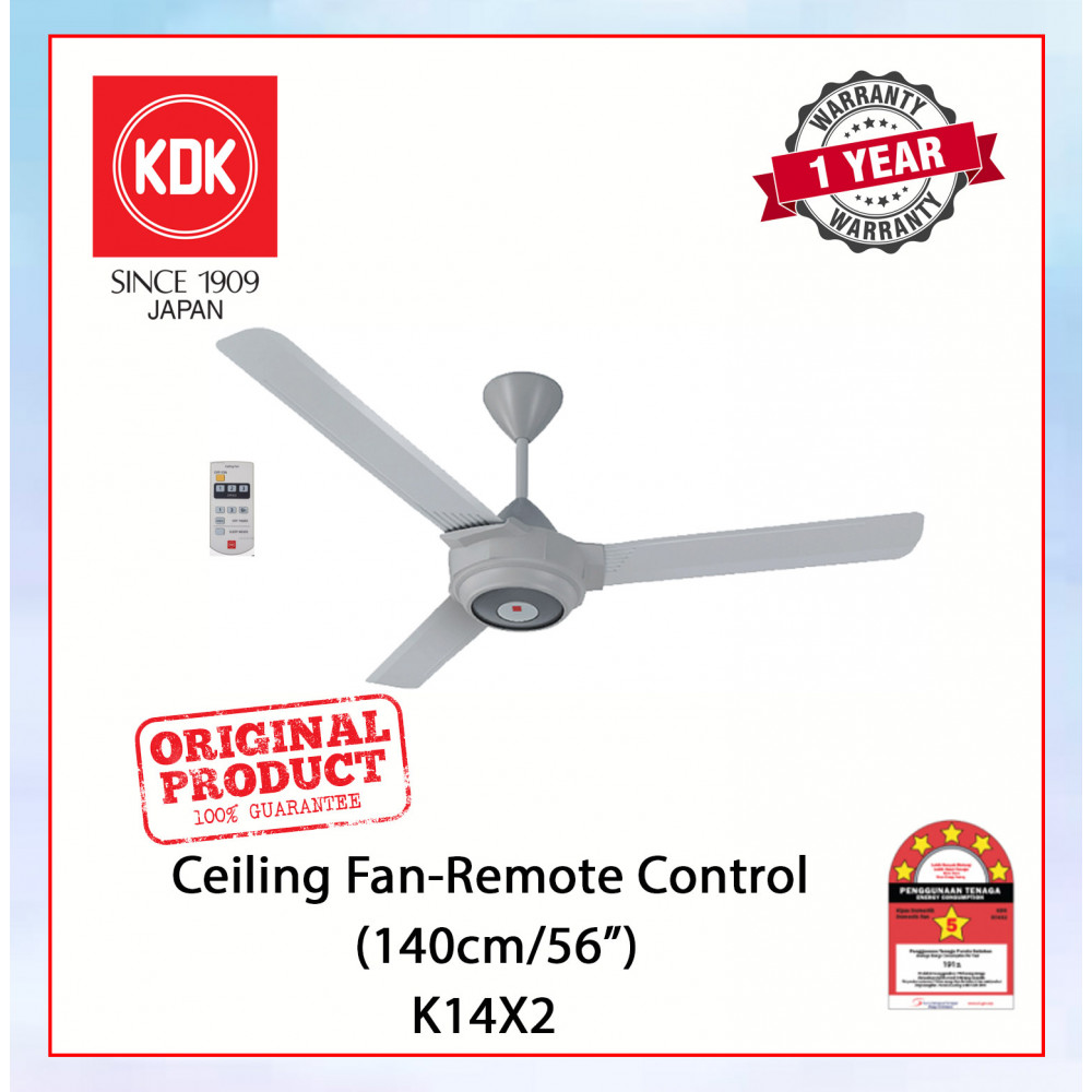 KDK CEILING FAN-REMOTE CONTROL (140cm/56") GREY K14X2 #KIPAS SILING#风扇