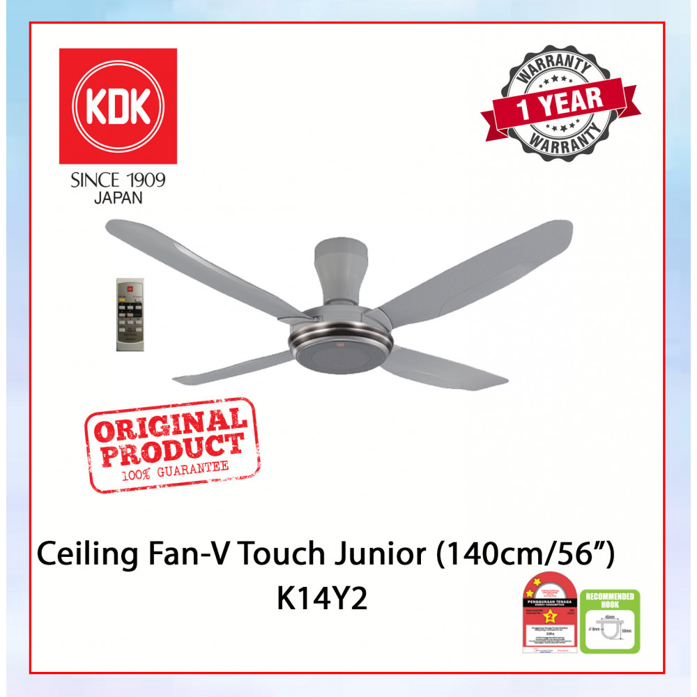 KDK CEILING FAN-V-TOUCH JUNIOR (140cm/56") SILVER GREY K14Y2 #KIPAS SILING#风扇