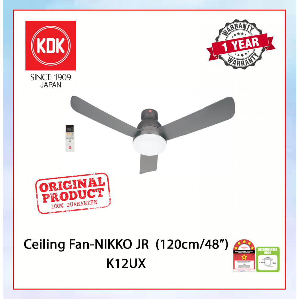 KDK CEILING FAN-NIKKO JR (120cm/48") ELEGANT GREY K12UX #LIGHTING FAN#KIPAS SILING#风扇