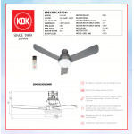 KDK CEILING FAN-NIKKO JR (120cm/48") ELEGANT GREY K12UX #LIGHTING FAN#KIPAS SILING#风扇