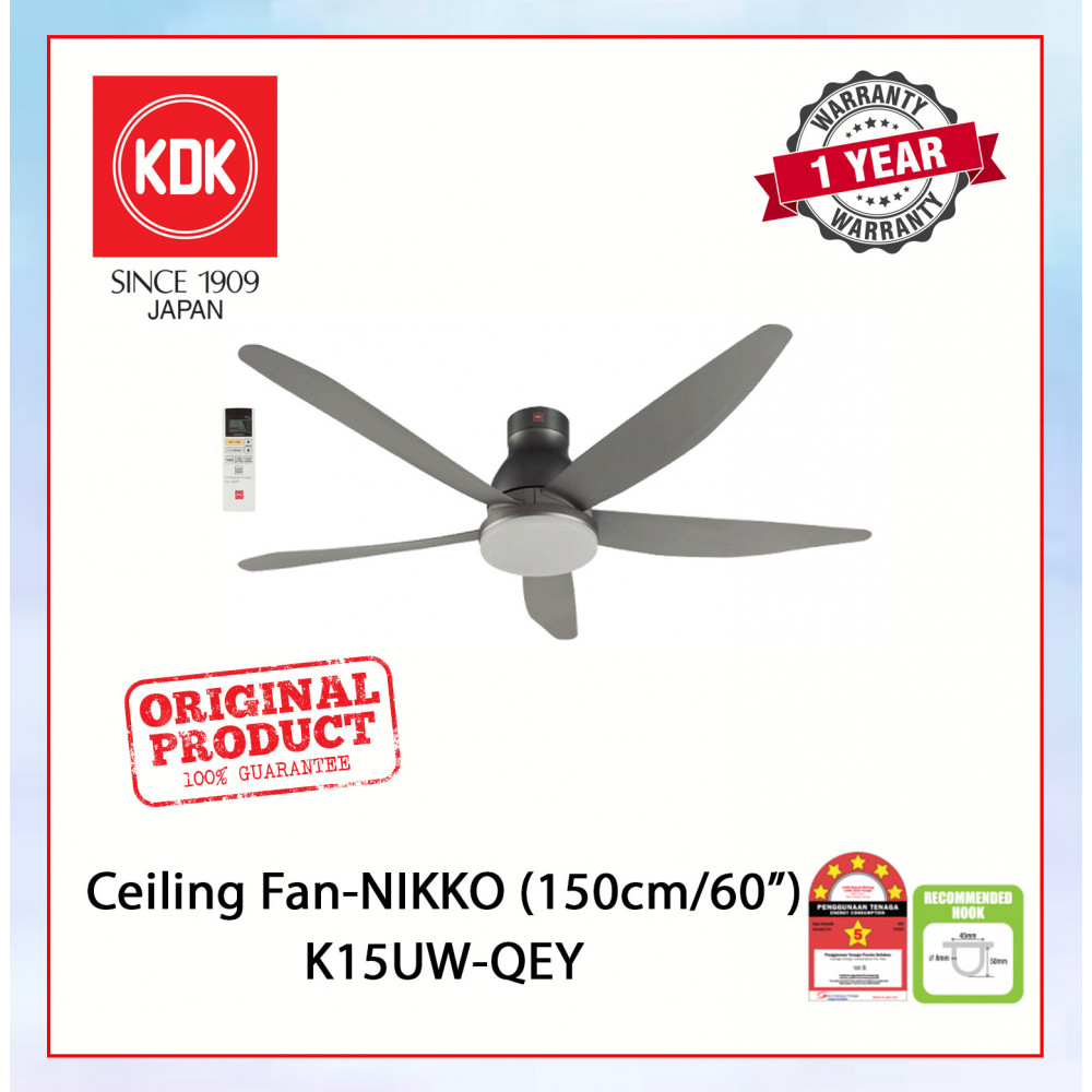KDK CEILING FAN-NIKKO (150cm/60") ELEGANT GREY K15UW-QEY #LIGHTING FAN#KIPAS SILING#风扇