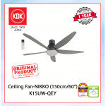 KDK CEILING FAN-NIKKO (150cm/60") ELEGANT GREY K15UW-QEY #LIGHTING FAN#KIPAS SILING#风扇