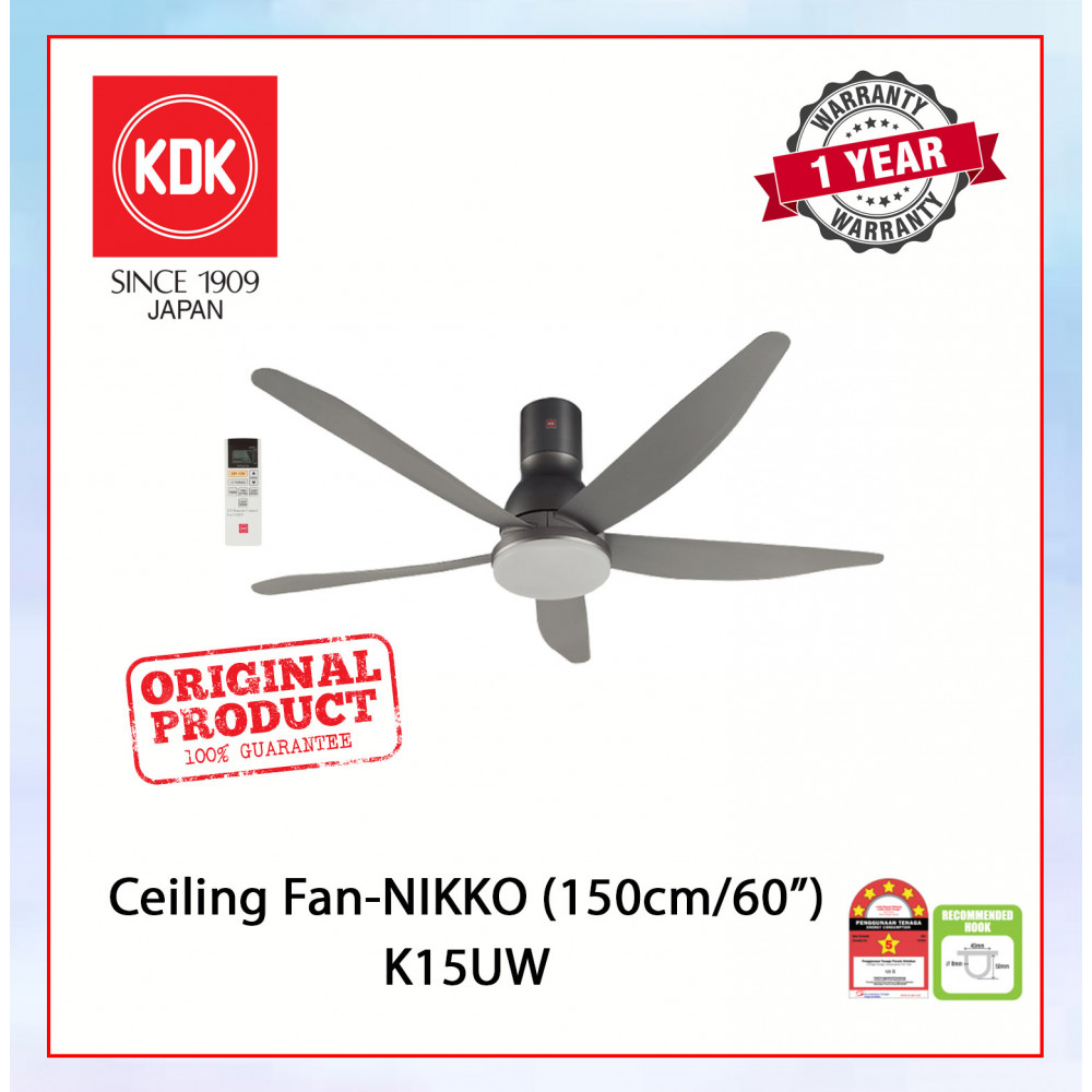 KDK CEILING FAN-NIKKO (150cm/60") ELEGANT GREY K15UW #LIGHTING FAN#KIPAS SILING#风扇