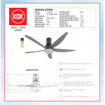 KDK CEILING FAN-NIKKO (150cm/60") ELEGANT GREY K15UW #LIGHTING FAN#KIPAS SILING#风扇