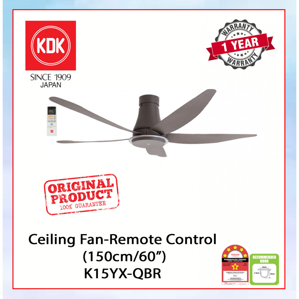 KDK CEILING FAN-REMOTE CONTROL (150cm/60") BROWN K15YX-QBR #KIPAS SILING#风扇