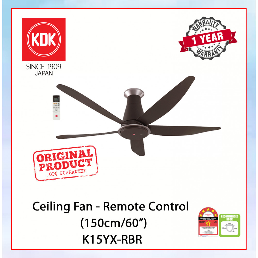 KDK CEILING FAN-REMOTE CONTROL (150cm/60") BROWN K15YX-RBR #KIPAS SILING#风扇