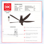 KDK CEILING FAN-REMOTE CONTROL (150cm/60") BROWN K15YX-RBR #KIPAS SILING#风扇
