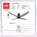 KDK CEILING FAN-SENSA 4 (140cm/56") ELEGANT GREY K14ZW #KIPAS SILING#风扇