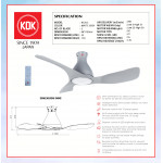 KDK CEILING FAN-NODOKA JR (120cm/48") MATTE GREY K12UC #KIPAS SILING#风扇