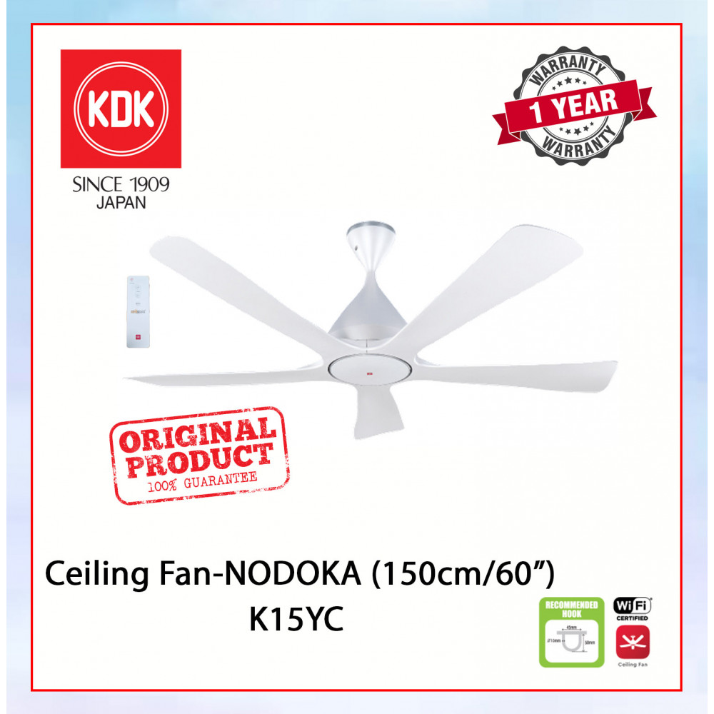 KDK CEILING FAN-NODOKA (150cm/60") PEARL WHITE K15YC #KIPAS SILING#风扇