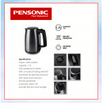 PENSONIC STAINLESS STEEL JUG KETTLE (BLACK SILVER) 1.7L PAB-1707CS #CEREK AIR#电热水壶