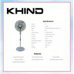 KHIND STAND FAN (16") WINTER GREY SF1682SE #KIPAS BERDIRI#风扇