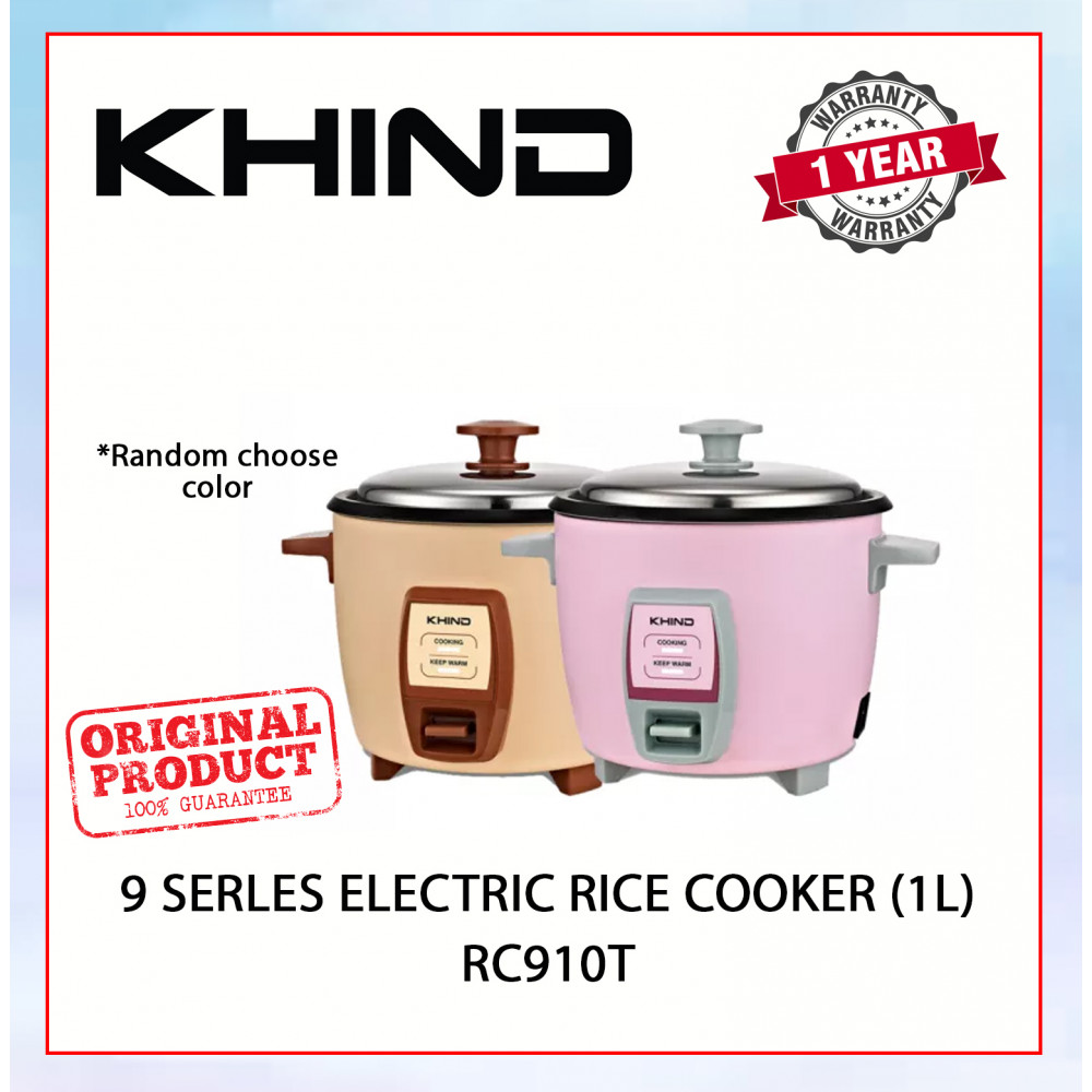 KHIND 9 SERIES ELECTRIC RICE COOKER (1L) CREAM MAGNOLIA/LIGHT PINK RC910T (RANDOM CHOOSE COLOR) #PEMASAK NASI#饭锅 KHIND 9 SERIES ELECTRIC RICE COOKER (1L) CREAM MAGNOLIA/LIGHT PINK RC910T (RANDOM CHOOSE COLOR) #PEMASAK NASI#饭锅
