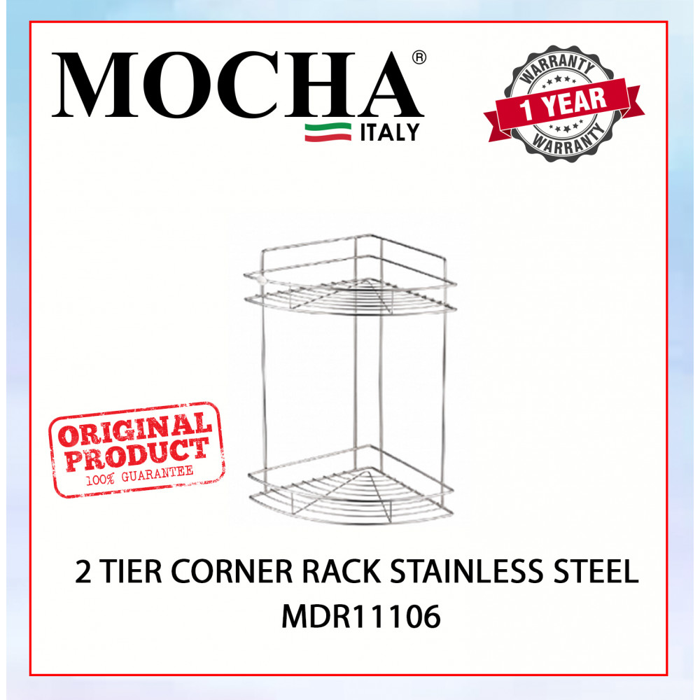 MOCHA 2 TIER CORNER RACK STAINLESS STEEL MDR11106 #BATHROOM RACK#KITCHEN RACK#厨房架 MOCHA 2 TIER CORNER RACK STAINLESS STEEL MDR11106 #BATHROOM RACK#KITCHEN RACK#厨房架