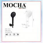 MOCHA THREE FUNCTION HAND SHOWER C/W HOLDER & 1.5m PVC FLEXIBLE HOSE MHS1533-BL#KEPALA PANCURAN#花洒