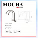 MOCHA WALL MOUNTED DOUBLE SPOUT STAINLESS STEEL 304 M4522ASS #KITCHEN FAUCET#KERAN DAPUR#厨房水龙头