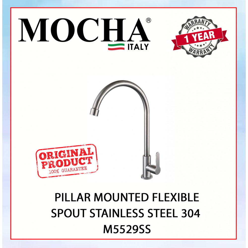 MOCHA PILLAR MOUNTED FLEXIBLE SPOUT STAINLESS  STEEL 304 M4529ASS #KERAN DAPUR#厨房水龙头