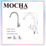 MOCHA PILLAR MOUNTED FLEXIBLE SPOUT STAINLESS  STEEL 304 M4529ASS #KERAN DAPUR#厨房水龙头