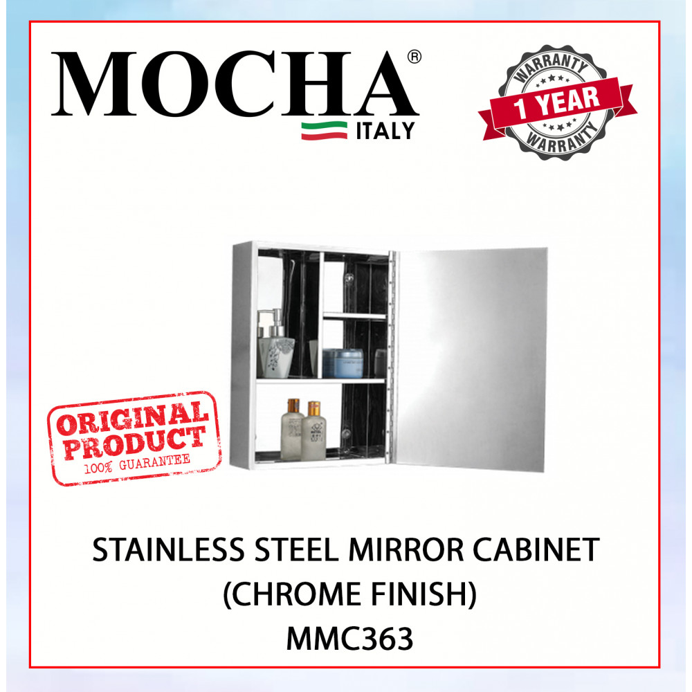 MOCHA STAINLESS STEEL MIRROR CABINET (CHROME FINISH) MMC363 #ALMAR#镜柜