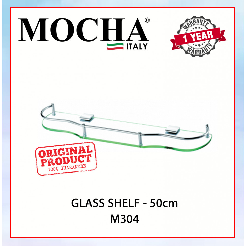 MOCHA GLASS SHELF - 50cm M304 #RAK KACA#浴室玻璃擱板 MOCHA GLASS SHELF - 50cm M304 #RAK KACA#浴室玻璃擱板
