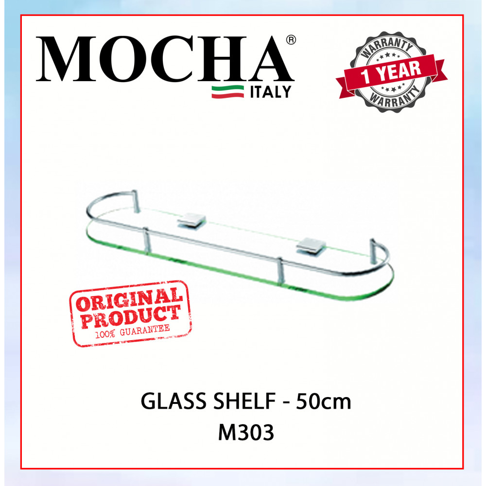 MOCHA GLASS SHELF - 50cm M303 #RAK KACA#浴室玻璃擱板 MOCHA GLASS SHELF - 50cm M303 #RAK KACA#浴室玻璃擱板