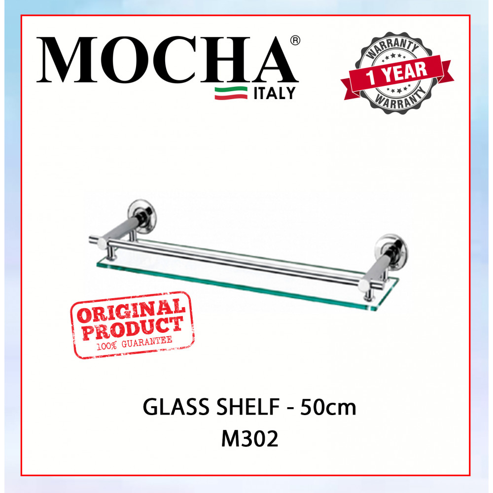 MOCHA GLASS SHELF - 50cm M302 #RAK KACA#浴室玻璃擱板