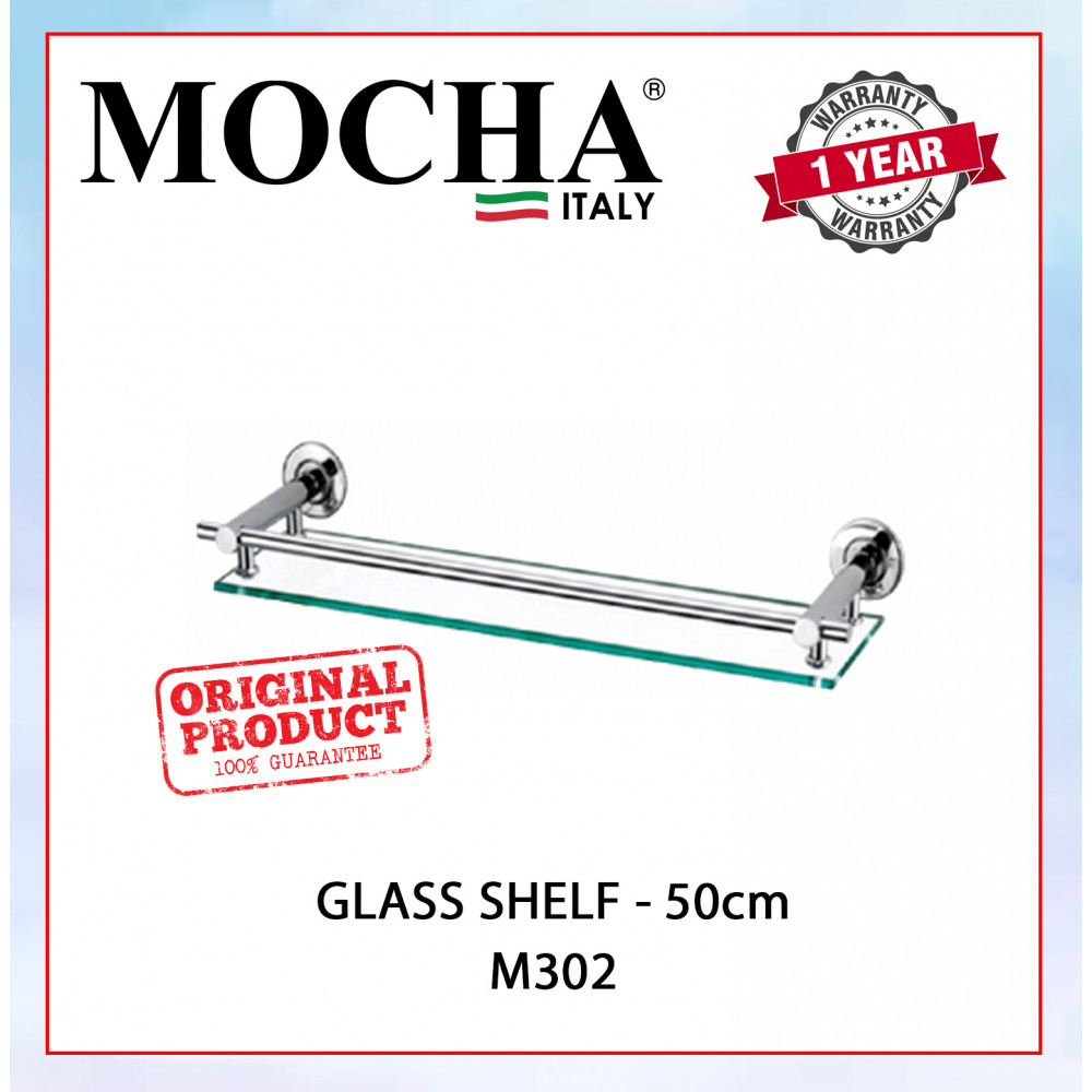 MOCHA GLASS SHELF - 50cm M302 #RAK KACA#浴室玻璃擱板 MOCHA GLASS SHELF - 50cm M302 #RAK KACA#浴室玻璃擱板