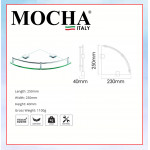 MOCHA CORNER GLASS SHELF M313 #RAK KACA#铝制浴室玻璃角架