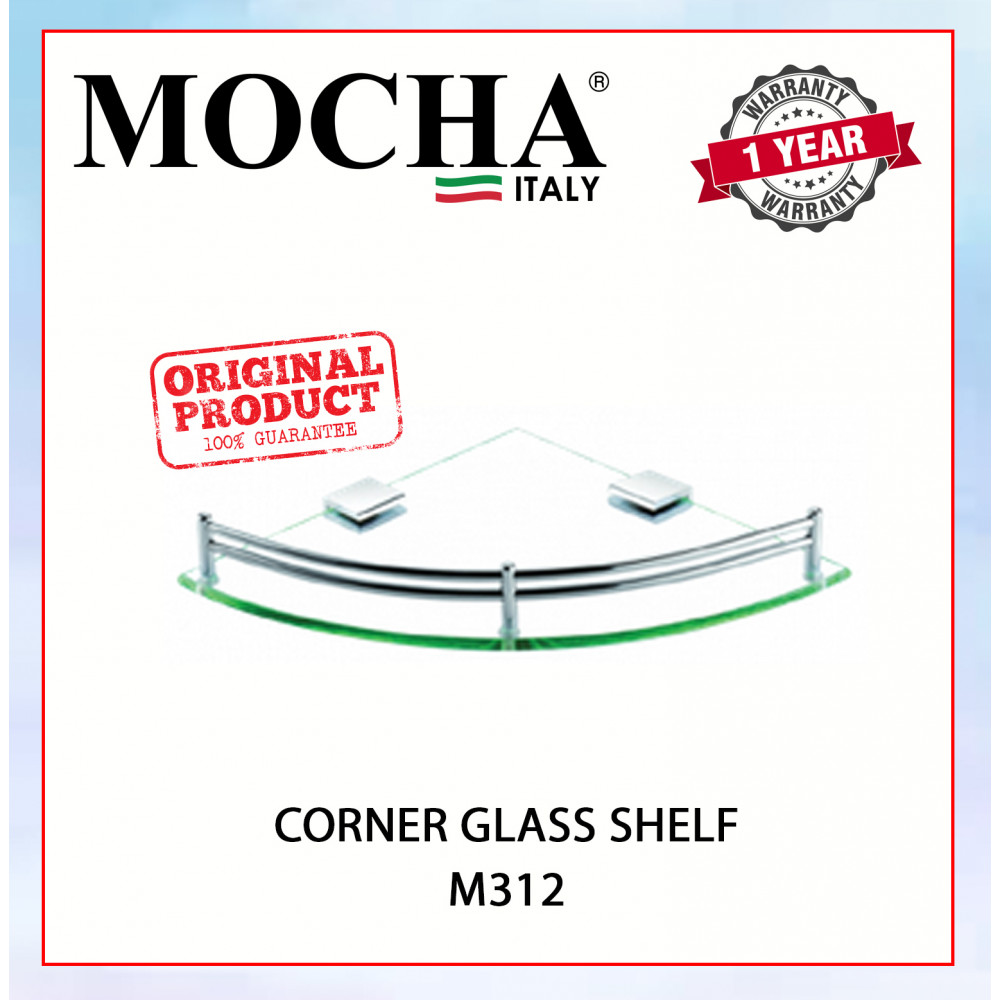 MOCHA CORNER GLASS SHELF M312 #RAK KACA#铝制浴室玻璃角架