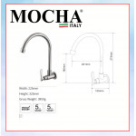 Mocha WALL MOUNTED KITCHEN FAUCET STAINLESS STEEL 304 M4528ASS #KERAN DAPUR#厨房水龙头