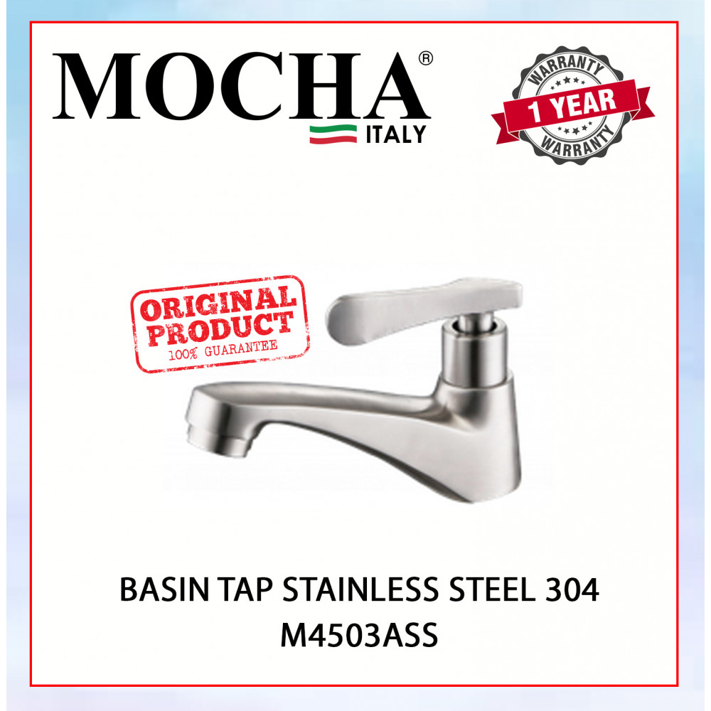 MOCHA BASIN TAP STAINLESS STEEL 304 M4503ASS #PAIP BESEN SESUAI UNTUK KAUNTER#水龙头 MOCHA BASIN TAP STAINLESS STEEL 304 M4503ASS #PAIP BESEN SESUAI UNTUK KAUNTER#水龙头