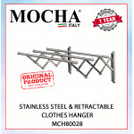 MOCHA STAINLESS STEEL & RETRACTABLE  CLOTHES HANGER MCH80028 #RAK PENGERINGAN PAKAIAN YANG DIPASANG DI DINDING#不锈钢伸缩衣架